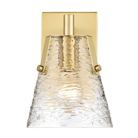 Z-Lite Analia Wall Sconce, 1-Light, 6.5 In.W x 7.5 In.L x 9.25 In.H, Modern Gold/Clear Ribbed 1101-1S-MGLD